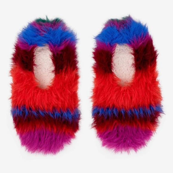 FREE PEOPLE - VERLOOP STRIPED FUR LOUNGERS - POPPY MAGENTA - M/L 8.5-10 Z349-6